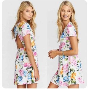 Show Me Your Mumu Ibiza White Multi Color Floral Open Back Mini Dress Size S